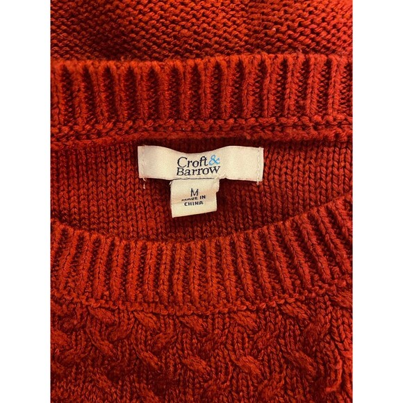 Croft & Barrow Solid Color Burgundy Sweater Fair Isle Style Neckline Sz Medium - Picture 7 of 10